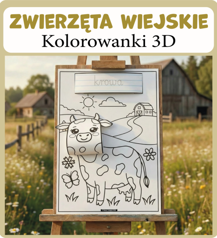 Zwierzęta wiejskie - Kolorowanki 3D