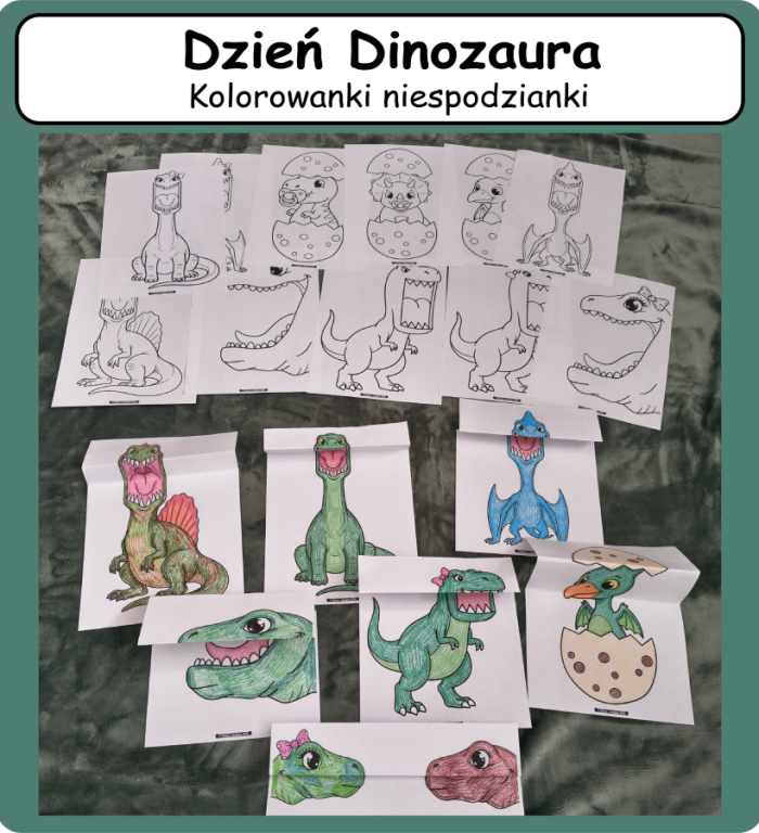 Dzień Dinozaura - Kolorowanki niespodzianki