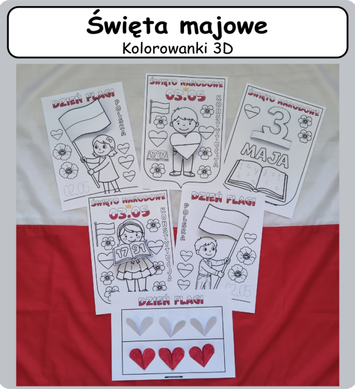 Święta majowe - Kolorowanki 3D